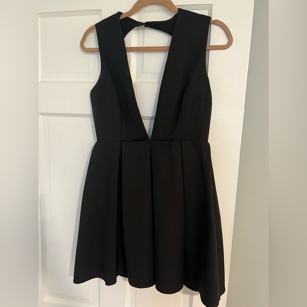 V-neck little black cocktail dress